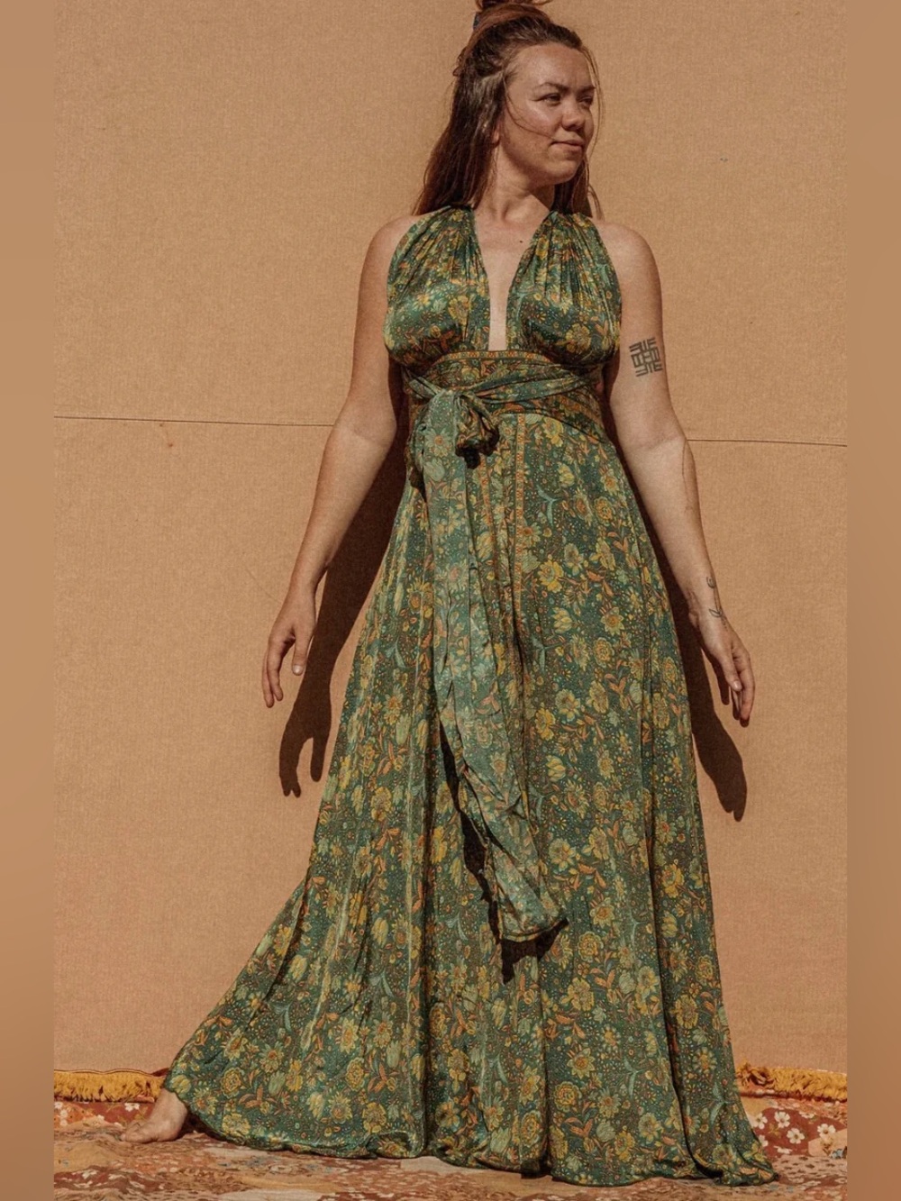 Gardenbelle Shop Size XS Hippie Bohemian Floral Wide Leg Multi Jumpsuit NWT Rare - Picture 5 of 16